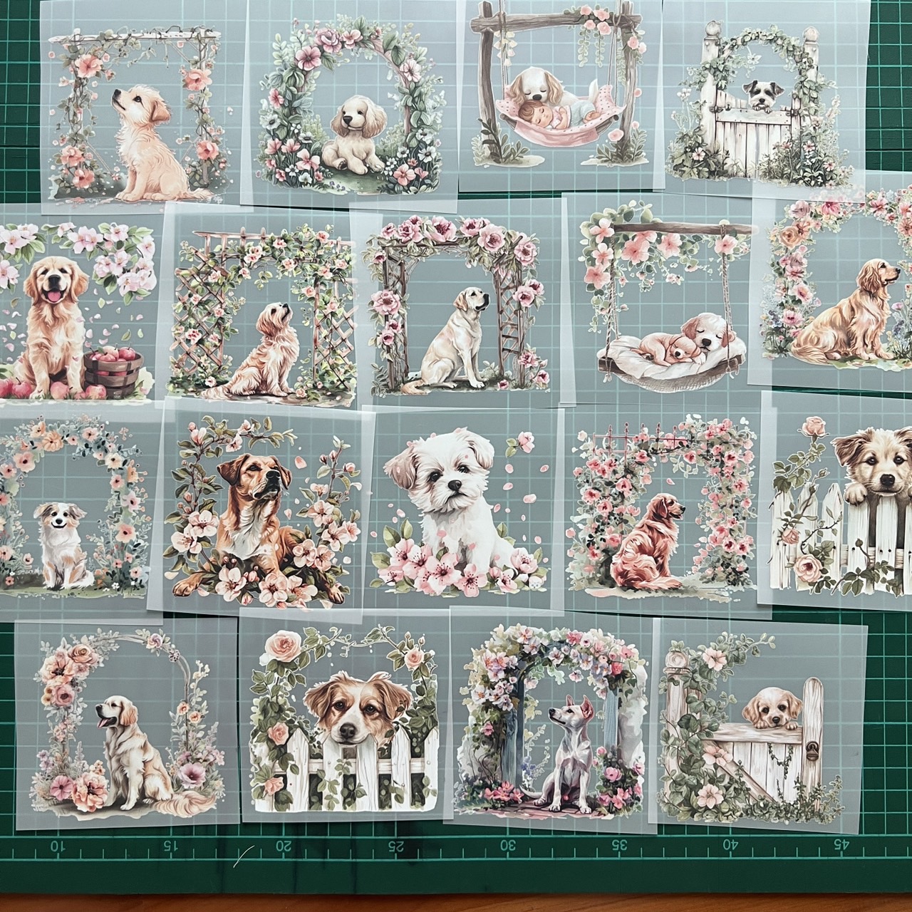 ตัวรีดติดเสื้อ หมา ดอกไม้ น่ารัก ฟิลม์รีดร้อน พิมพ์ลาย สติกเกอร์รีดติดเสื้อ สกรีนลาย ฟิลม์ DFT DTF