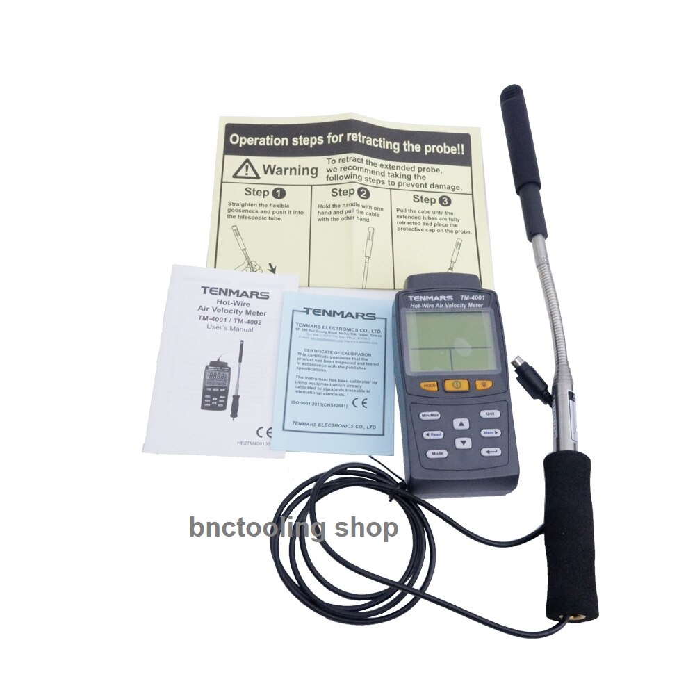เครื่องวัดความเร็วลมชนิดลมร้อน,TM-4001 Protable Hot Wire Anemometer Wind Speed Tester Air Velocity Measurement Range 0~9999
