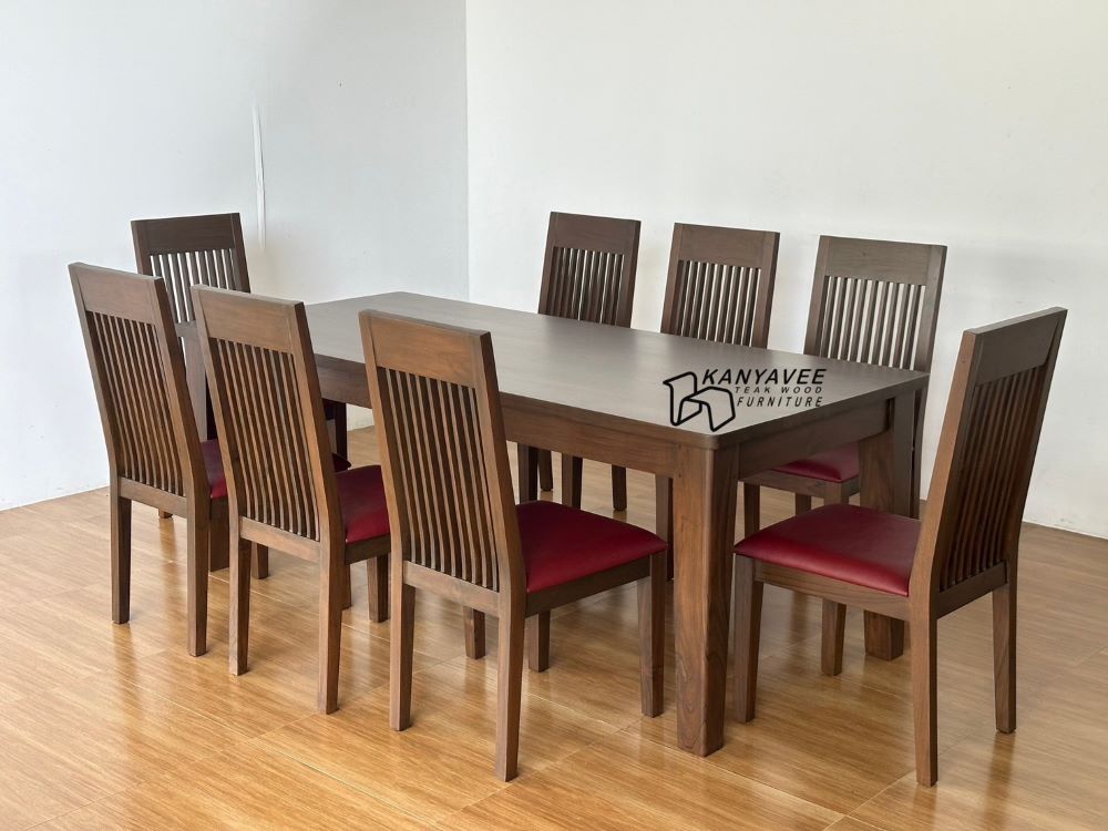 ชุดโต๊ะกินข้าวไม้สัก 8 ที่นั่ง