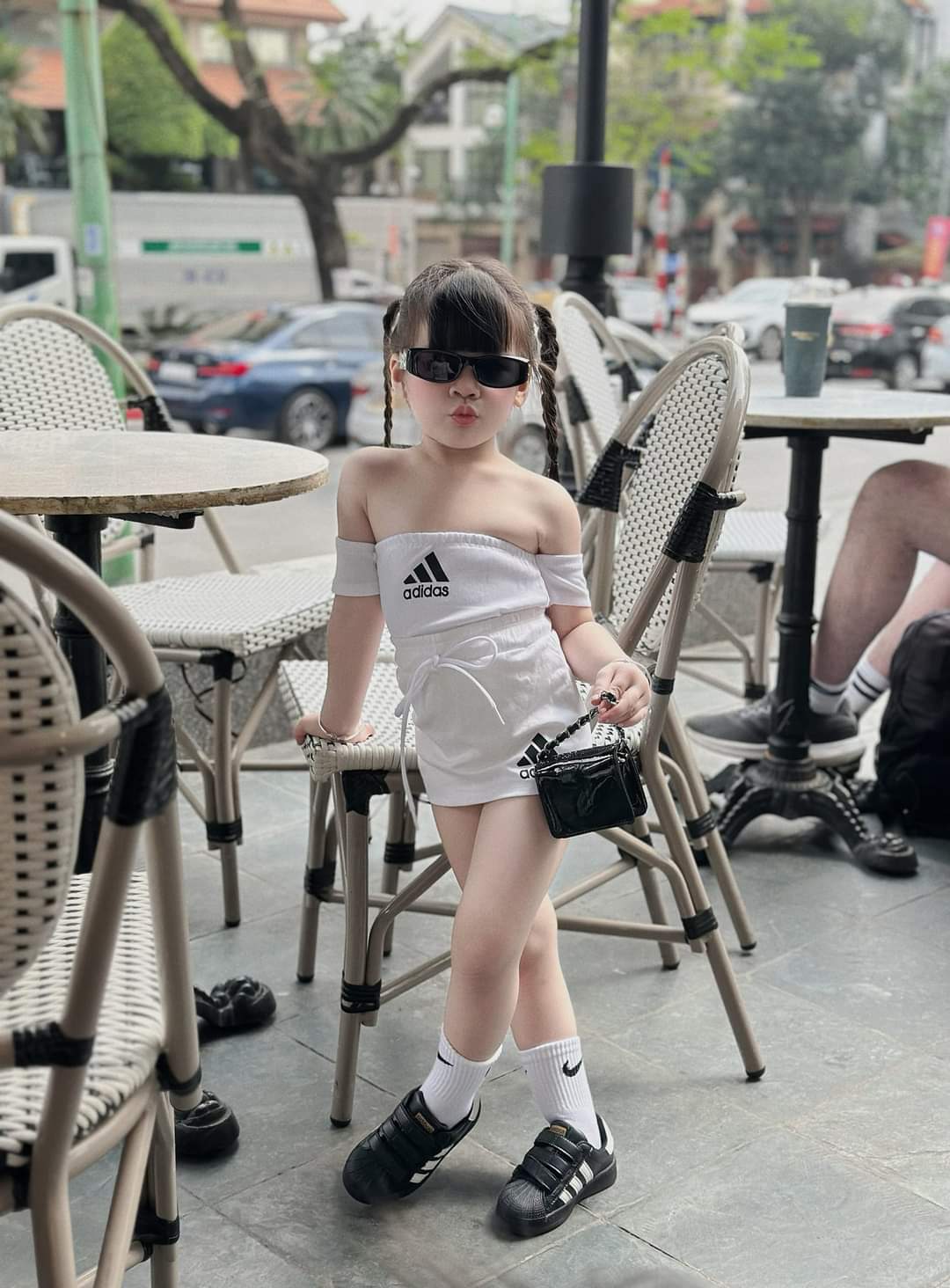 💜พร้อมส่ง💜ชุดเด็กผู้หญิง/JC52-เซตเปิดไหล่ adid...as