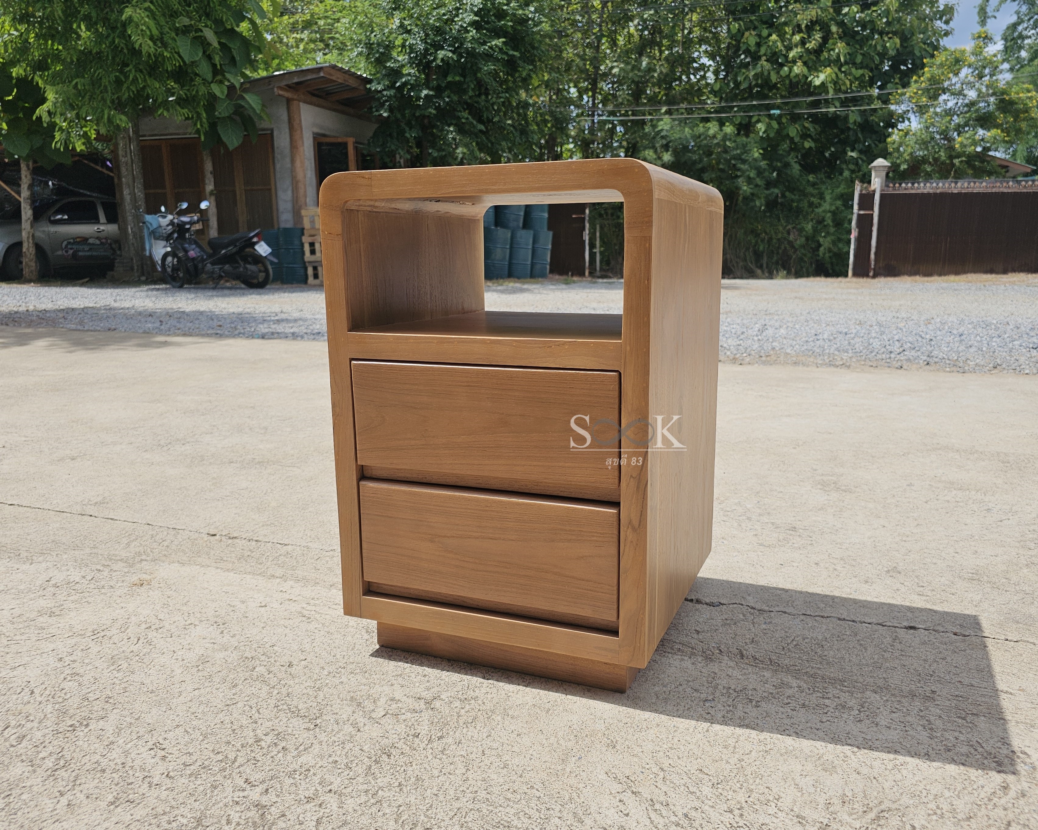 ตู้หัวเตียงโมเดิร์น 2 ลิ้นชัก (สีสัก)