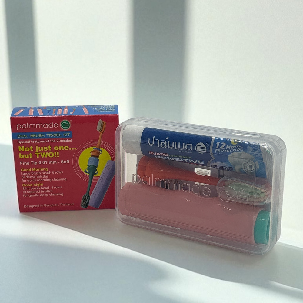 ชุดแปรงสีฟัน 2 หัว (6 สี) ยกกล่อง Palmmade Dual-Brush Travel Kit (1 Box 6 Colors)
