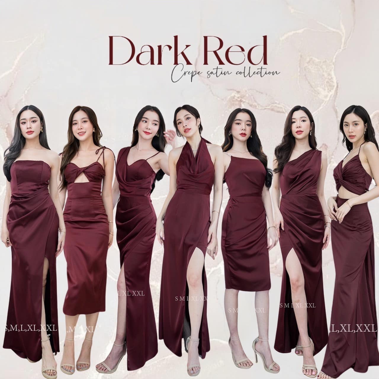 ร้านเช่าชุดเพื่อนเจ้าสาว งานแต่งงานธีมสีแดงเบอร์กันดี้/เลือดหมู/ไวน์แดง