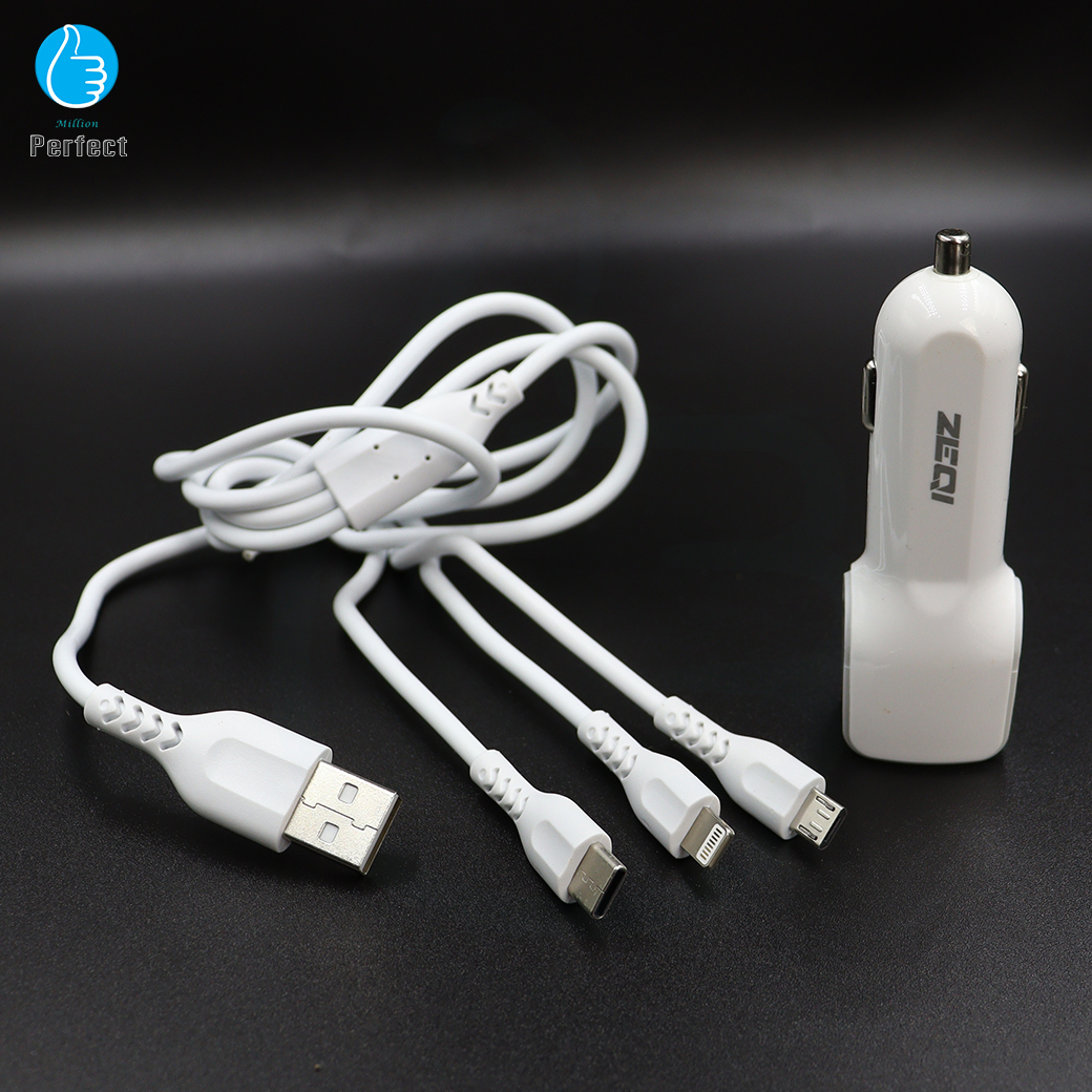 ชุดอุปกรณ์ชาร์จในรถยนต์ 3in1 Car Charger Kit รุ่น ZE-C107