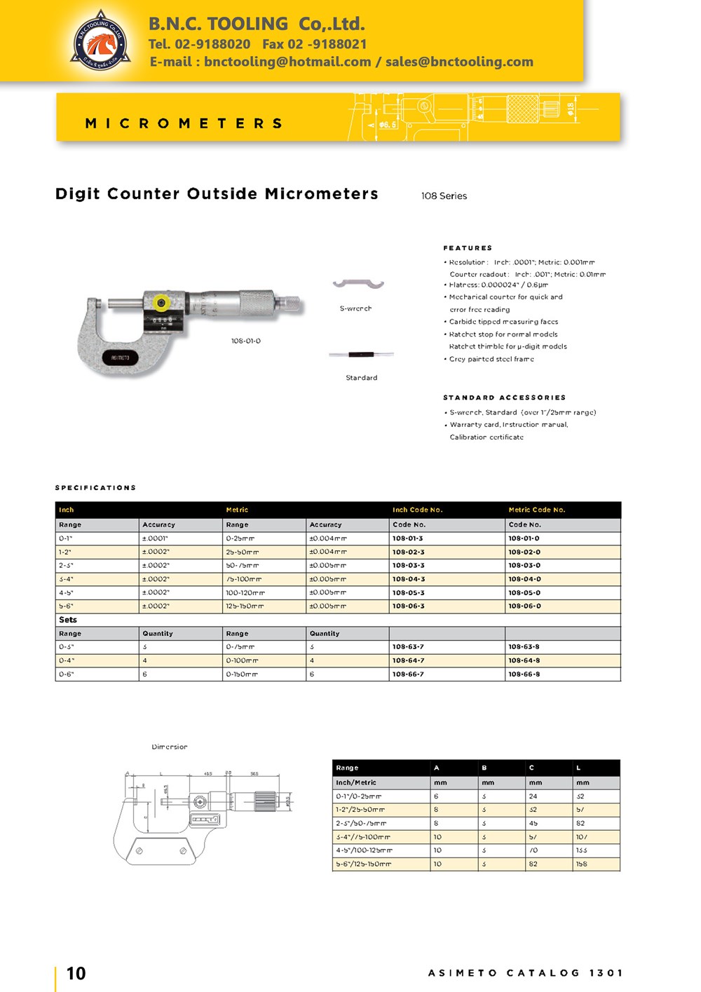 ASIMETO,P10,Digit Counter Outside Micrometers,108-01-0