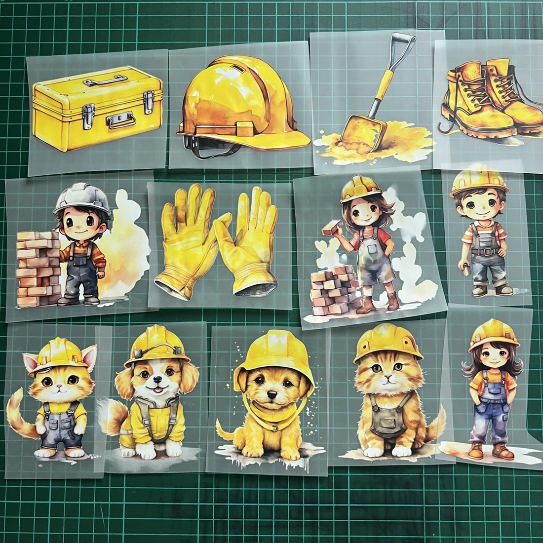 ตัวรีดติดเสื้อ การ์ตูนน่ารัก งานก่อสร้าง ฟิลม์รีดร้อน พิมพ์ลาย สกรีนลาย ฟิลม์ DFT DTF