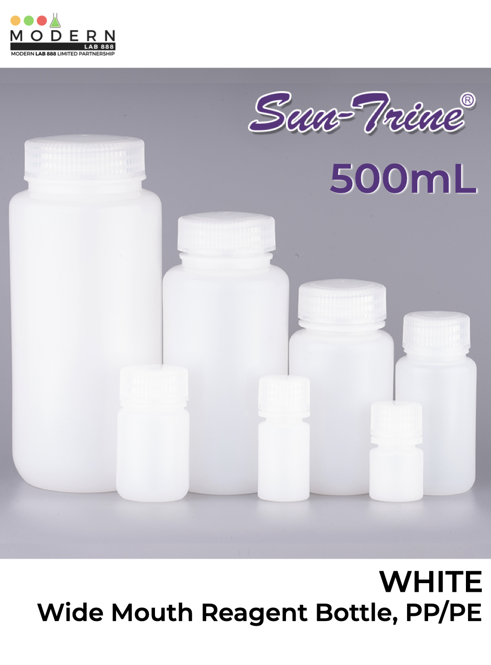 500ml. PP/HDPE, White Reagent Bottle