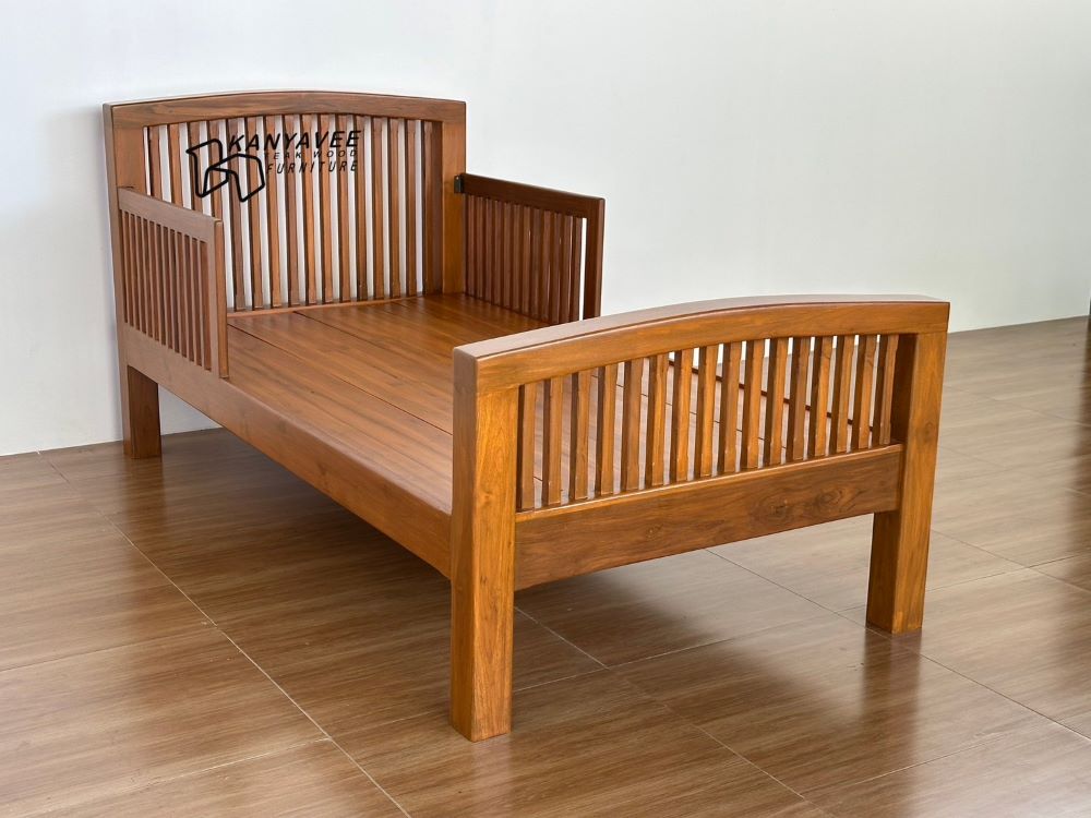 เตียงนอนผู้สูงอายุไม้สัก 3.5ฟุต สีสักทอง
