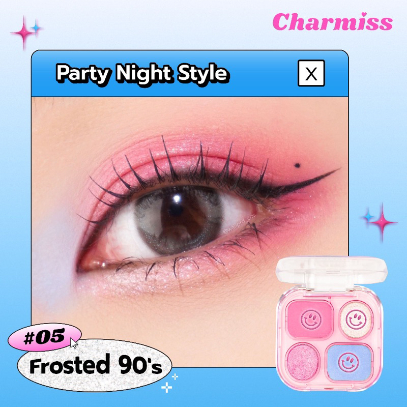 Charmiss Glowlogram Eyeshadow Palette Y2K #05 Frosted 90’s อายแชโดว์ Charmiss อายแชโดว์เนื้อโมจิ ตาโกลว์สวยปิ๊ง บลิ๊งค์ได้ทุกโมเม้นต์ สี 05 Frosted 90’s พาเลตต์ตา “สีชมพู-ฟ้า” สุดชิค!