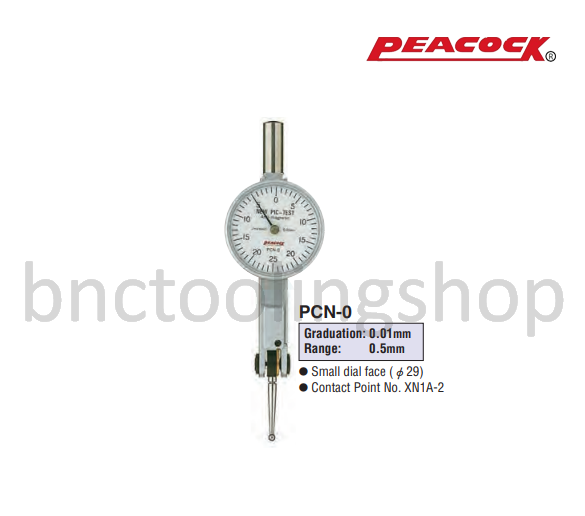 ไดอัลเทส ขนาด 0.5มิล ความละเอียด 0.01มิล,Lever Type Dial Indicator Range 0.5mm Graduation 0.01mm,Peacock,PCN-0