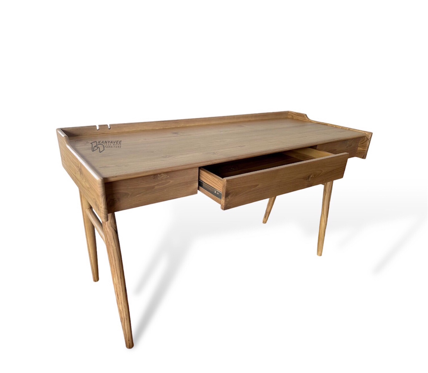 โต๊ะทำงานมินิมอลไม้สัก สีมูจิ