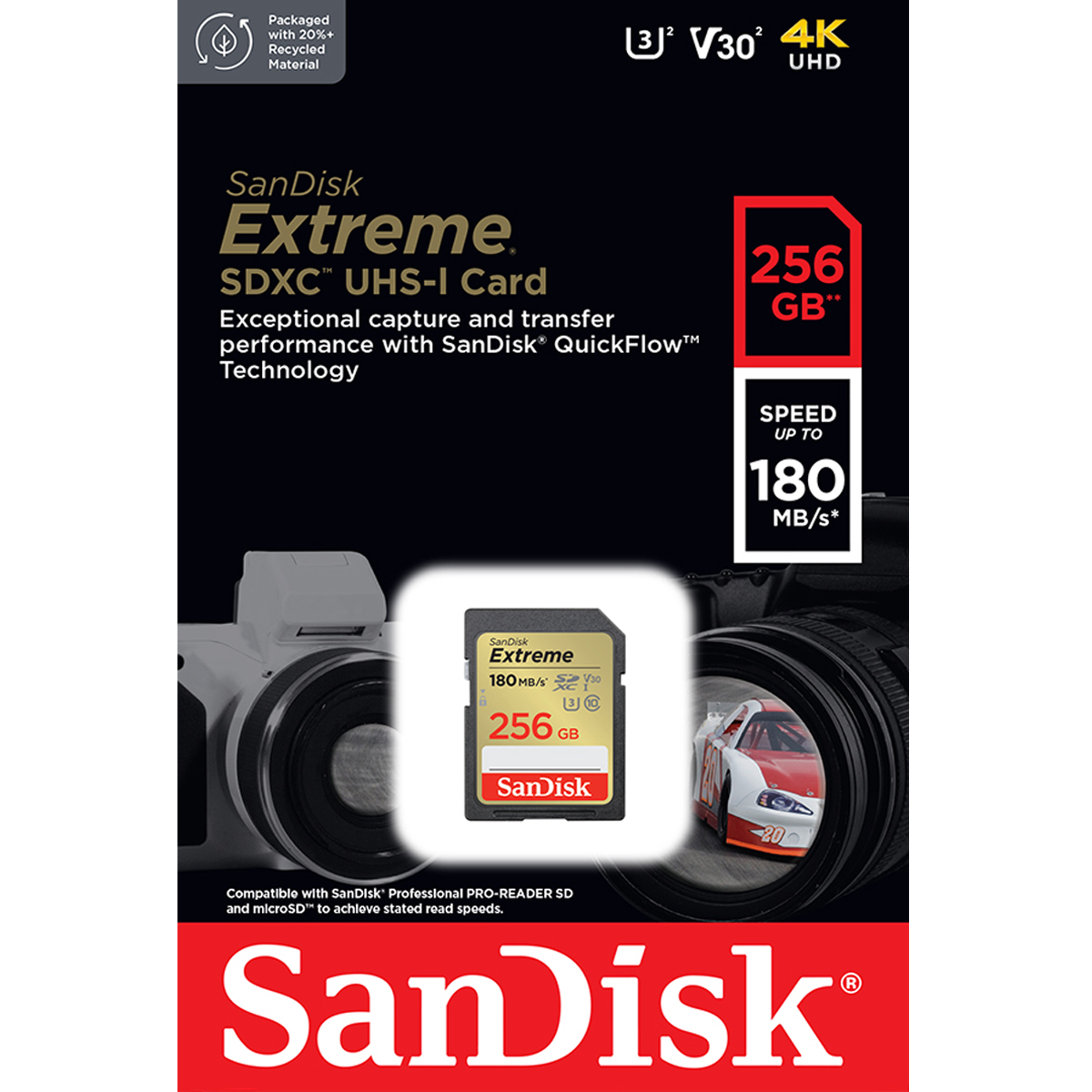 SanDisk Ultra SD Card ClassU3 256GB Speed 180MB/s / 130MB/s R/W (SDSDXVV-256G-GNCIN) SDXC เมมโมรี่การ์ด สำหรับ SDCARD กล้องมิลเลอร์เลส DSLR Mirrorless ประกันตลอดอายุการใช้งาน