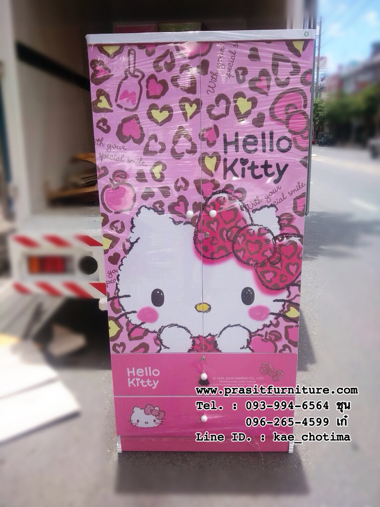 ตู้เสื้อผ้า คิตตี้ 80 ซม. ลาย Cute (คิ้วท์) ตู้เสื้อผ้า คิตตี้ Kitty ลิขสิทธิ์แท้ จาก Sanrio