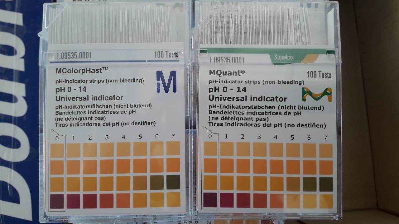 กระดาษลิตมัสยี่ห้อเมิร์ค (แบบกล่อง) กระดาษวัดค่าพีเอช, กระดาษลิตมัส, pH paper กระดาษทดสอบ pH 0-14 ของประเทศเยอรมนี