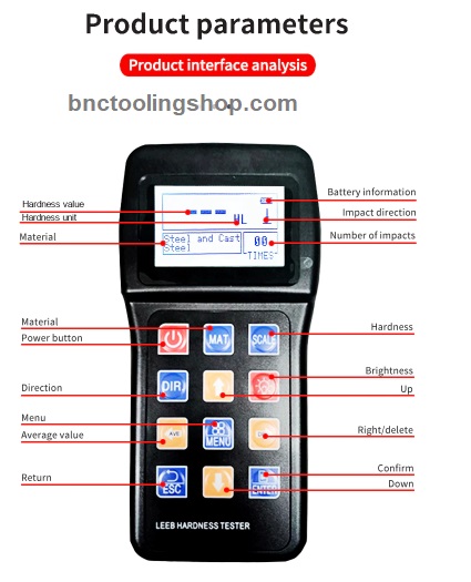Metal Leeb Hardness Tester stainless Steel Alloy copper Hardness Measuring Meter HRC HL HB HV HS HRB Hardness Testing Gauge Brand : SOONDA
