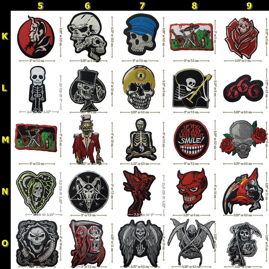 ตัวรีดติดเสื้อ กะโหลก ซาตาน สายดาร์ค อาร์มปัก Patch (บอกลายที่ต้องการทางแชท)