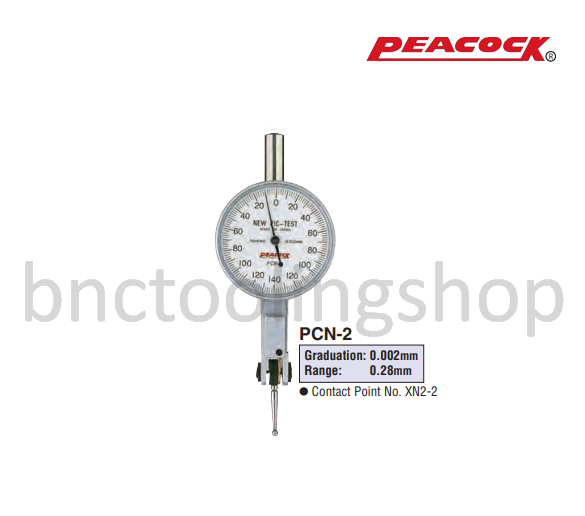 ไดอัลเทส ขนาด 0.2Bมิล ความละเอียด 0.002มิล,Lever Type Dial Indicator Range 0.2Bmm Graduation 0.002mm,Peacock,PCN-2