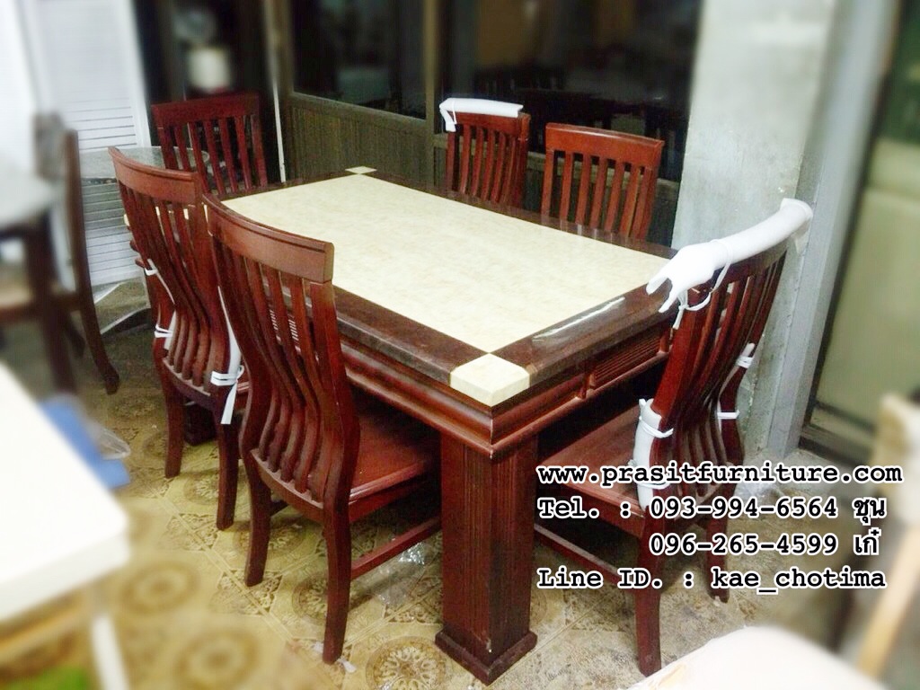 ชุดโต๊ะอาหารหิน 6 ที่นั่ง