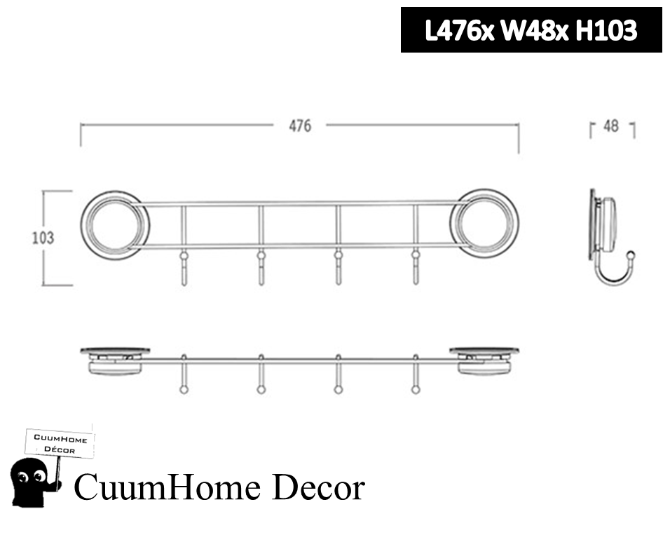 VR-05 ตะขอแขวนอุปกรณ์ 4 Hook ขนาด L476 x W48 xH103