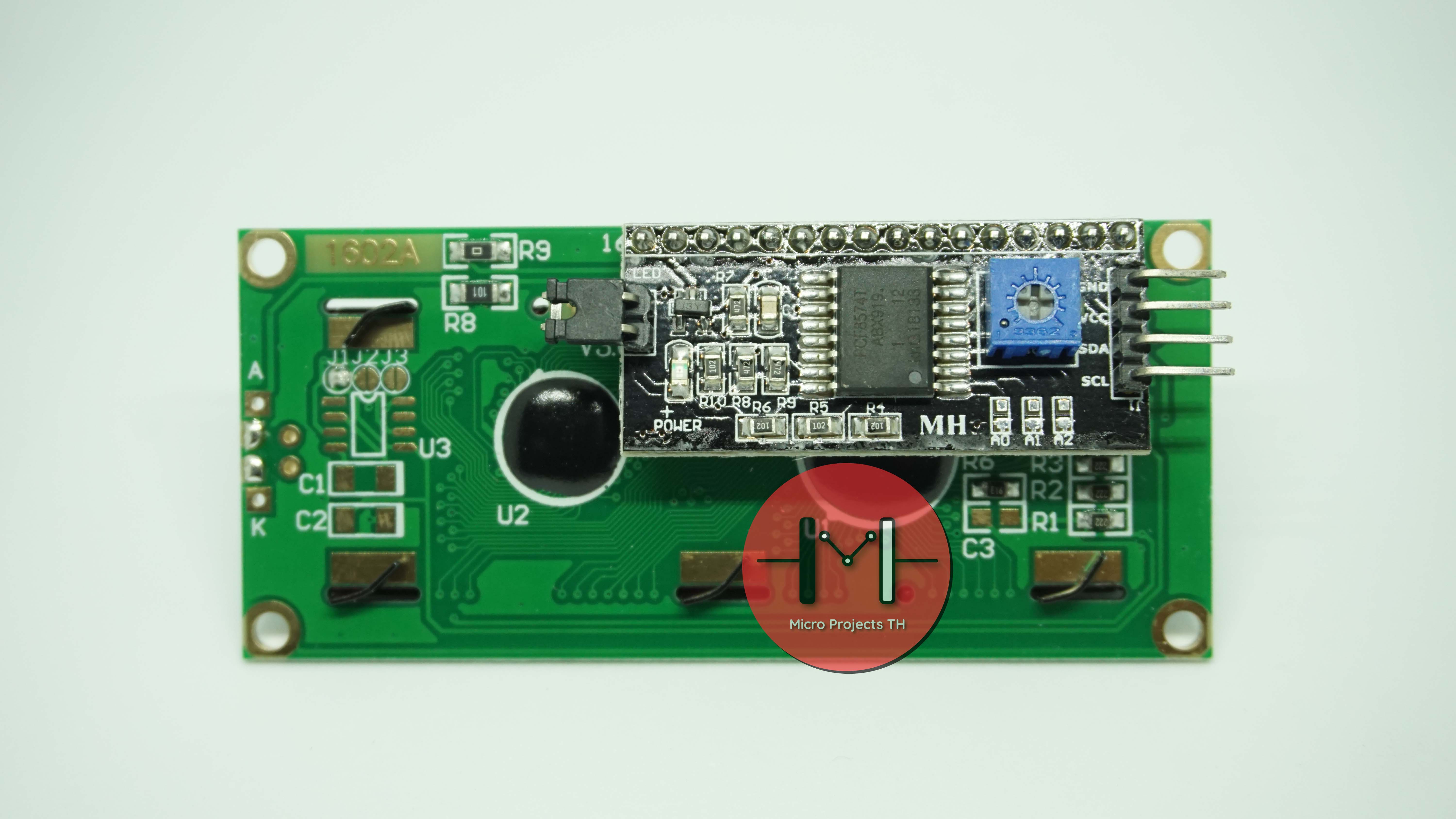 LCD 1602 (Yellow Screen) โมดูลจอแสดงผล 16x2 อักขระ พร้อม I2C Module