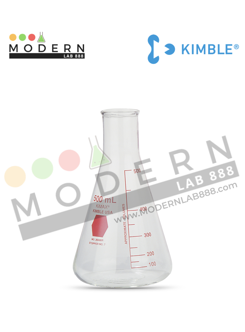 500ml. ขวดรูปชมพู่ปากแคบหลากสี / 500ml. Colorware Narrow Mouth Erlenmeyer Flasks