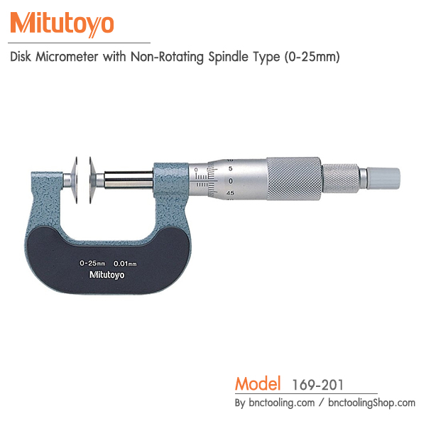 Mitutoyo,Disk Micrometer with Non-Rotating Spindle Type (0-25mm),169-201
