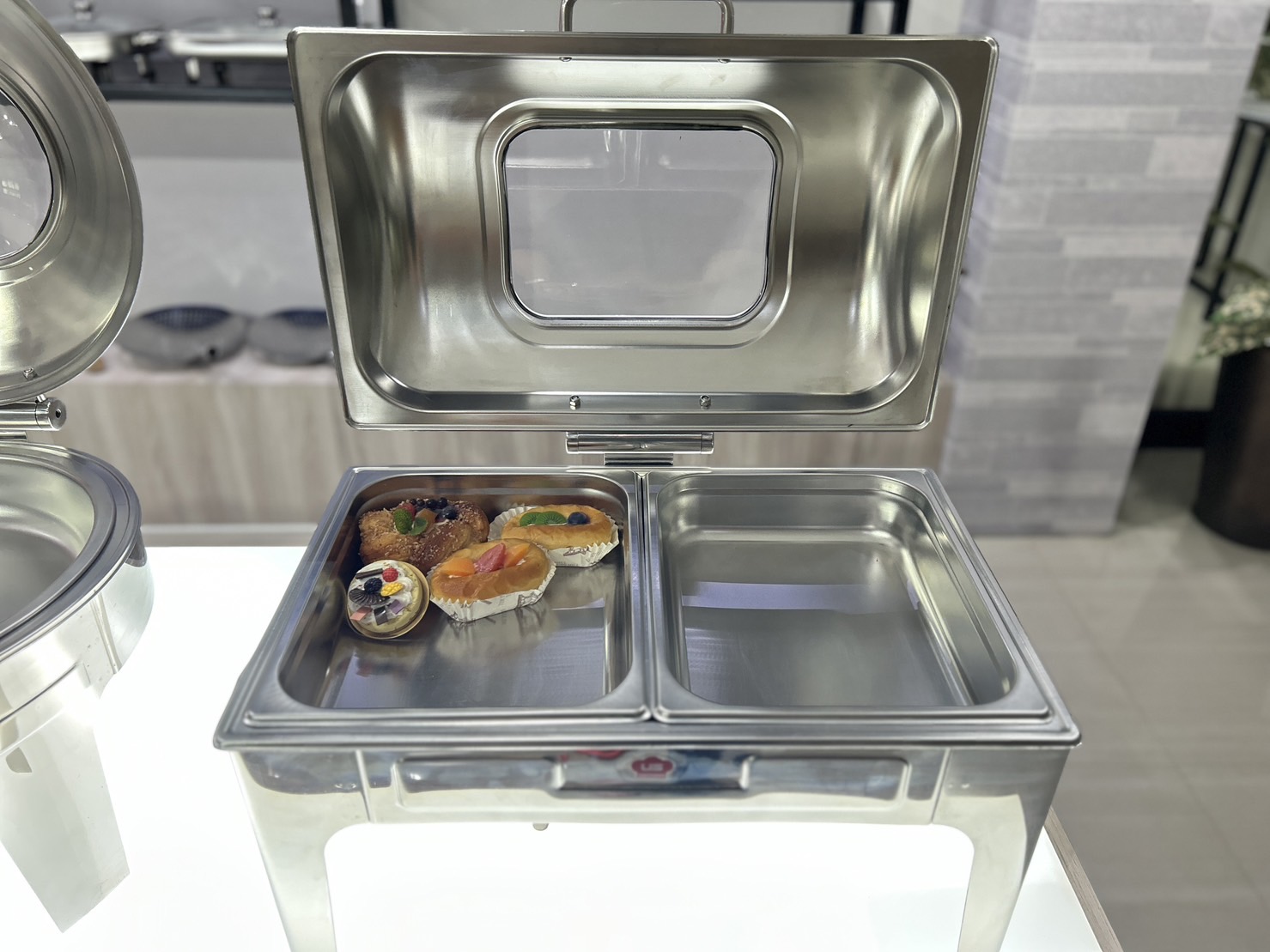 ชุดอ่างอุ่นอาหาร ชุดถาดบุฟเฟต์ สแตนเลส ฝาพับ