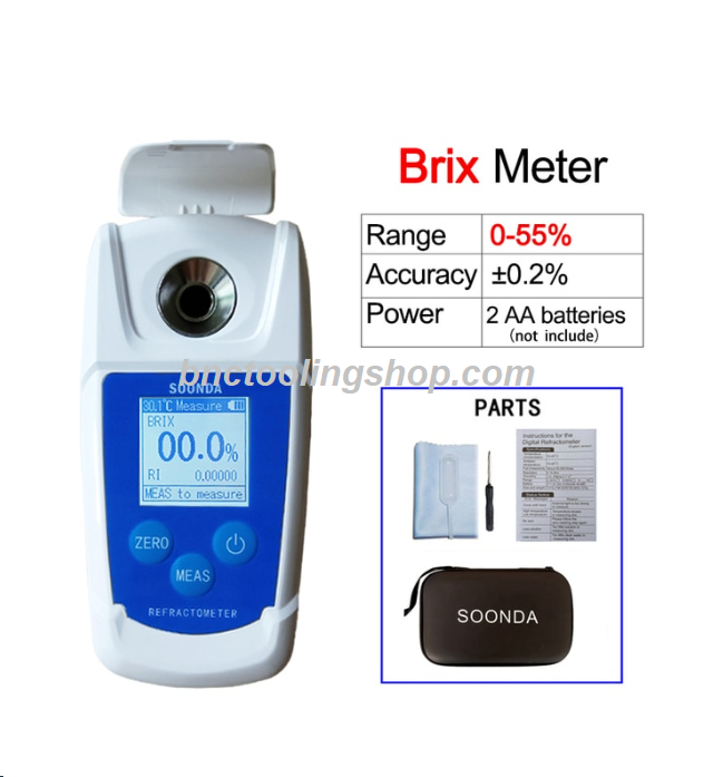 Digital Brix Meter Refractometer, Fruit Juice Drinks Sprite Beverage Sugar Tester Meter Suger Content Measuring Instrument 55%
