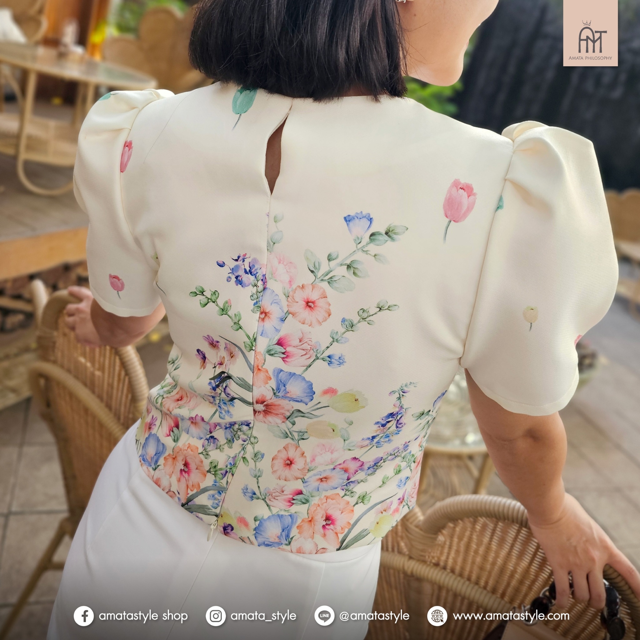 AMATA เสื้อ THE BLOOM สีครีม