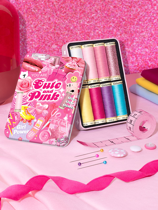 Gutermann Limited Edition Cute and Pink Box Set ชุดด้าย Polyester และ Metallic (8หลอด/Box) 640960