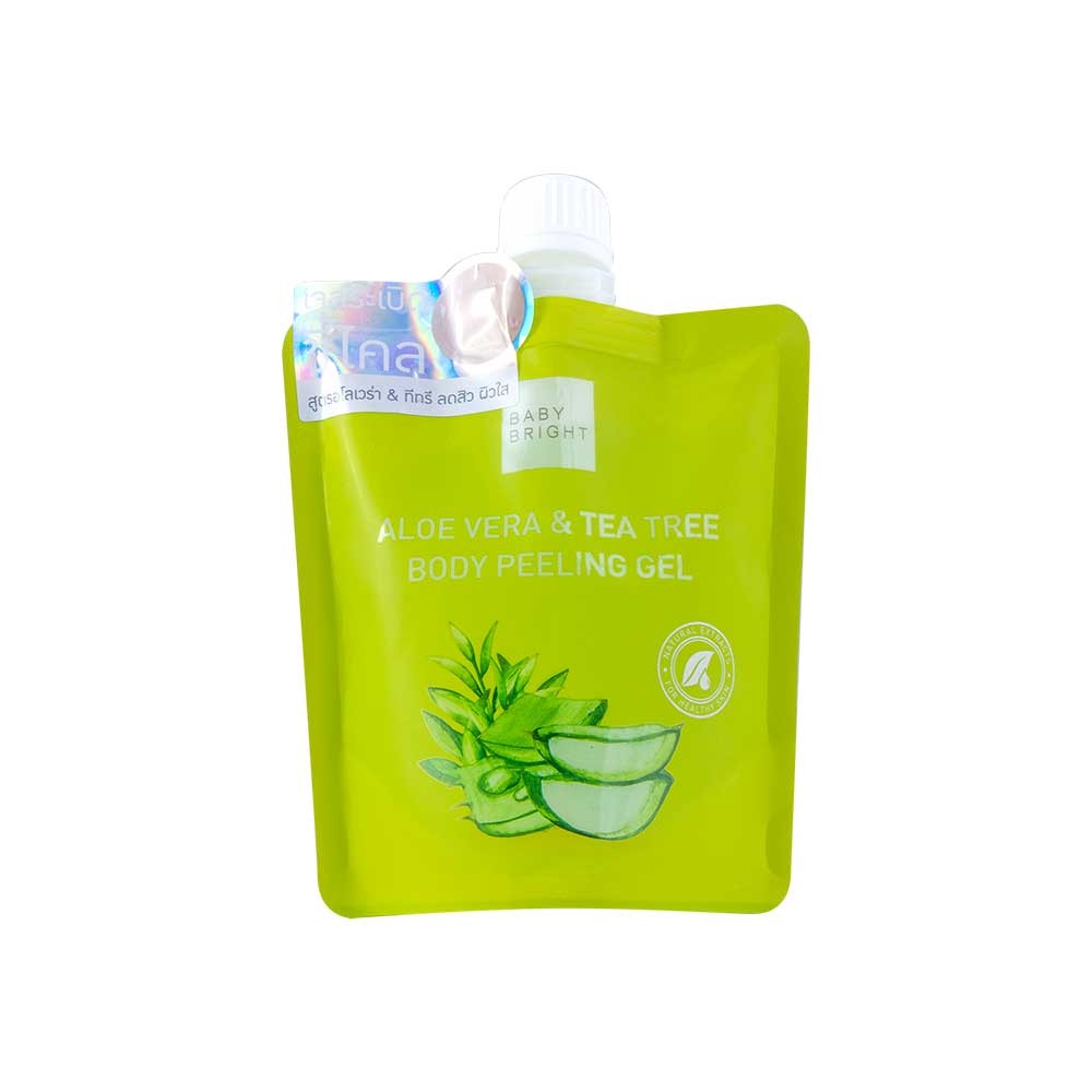 Baby Bright Aloe Vera & Tea Tree Body Peeling Gel 200ML. เบบี้ไบร์ท สครับผิวอโลเวร่าแอนด์ทีทรีบอดี้พีลลิ่งเจล ขนาด 200 มล.