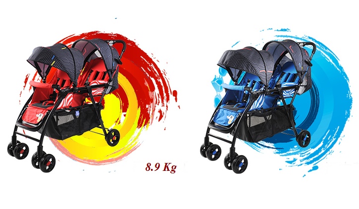 C10197 รถเข็นเด็กแฝด Gmini-705 รถเข็นพี่น้อง สองตอน ดีไซน์ทันสมัย