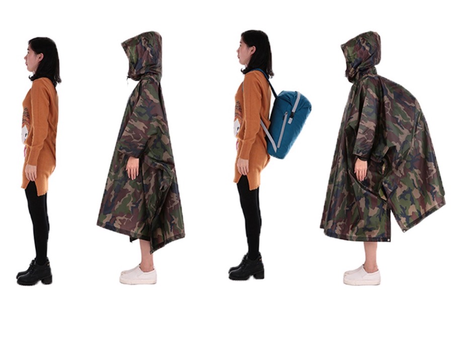 เสื้อกันฝน ค้างคาว แบบคลุม ผ้าหนา (สีพื้นต่างๆ)