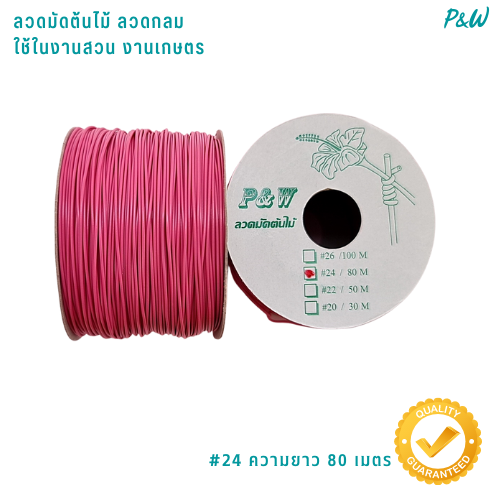ลวดหุ้มกลม ลวดเคลือบพลาสติกกลม ลวดเคลือบ ลวดมัดต้นไม้ #24/80M สีชมพู WT24-004