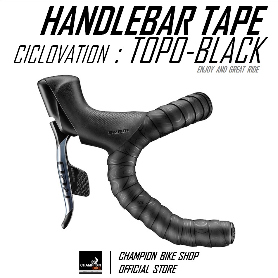 ผ้าพันแฮนด์เสือหมอบ CICLOVATION : ADVANCED LEATHER TOUCH - MINIMALISM TOPO SERIES HANDLEBAR TAPE สี JET BLACK