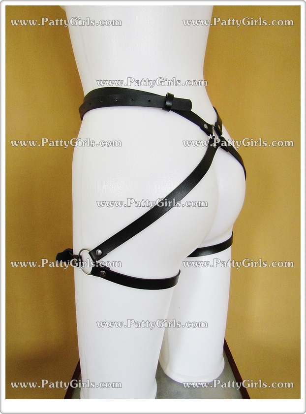 A057 สายหนังตกแต่งร่างกายท่อนล่างสไตล์SM เข็มขัดหนังรัดช่วงเอวกับช่วงต้นขา มาในแบบสายหนังหัวเข็มขัดแต่งห่วงโลหะตามรูปเลยค่ะ