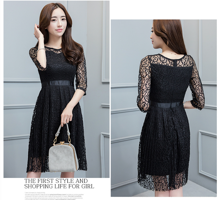 ชุดเดรสผ้าลูกไม้สีดำ ส่งฟรี ems