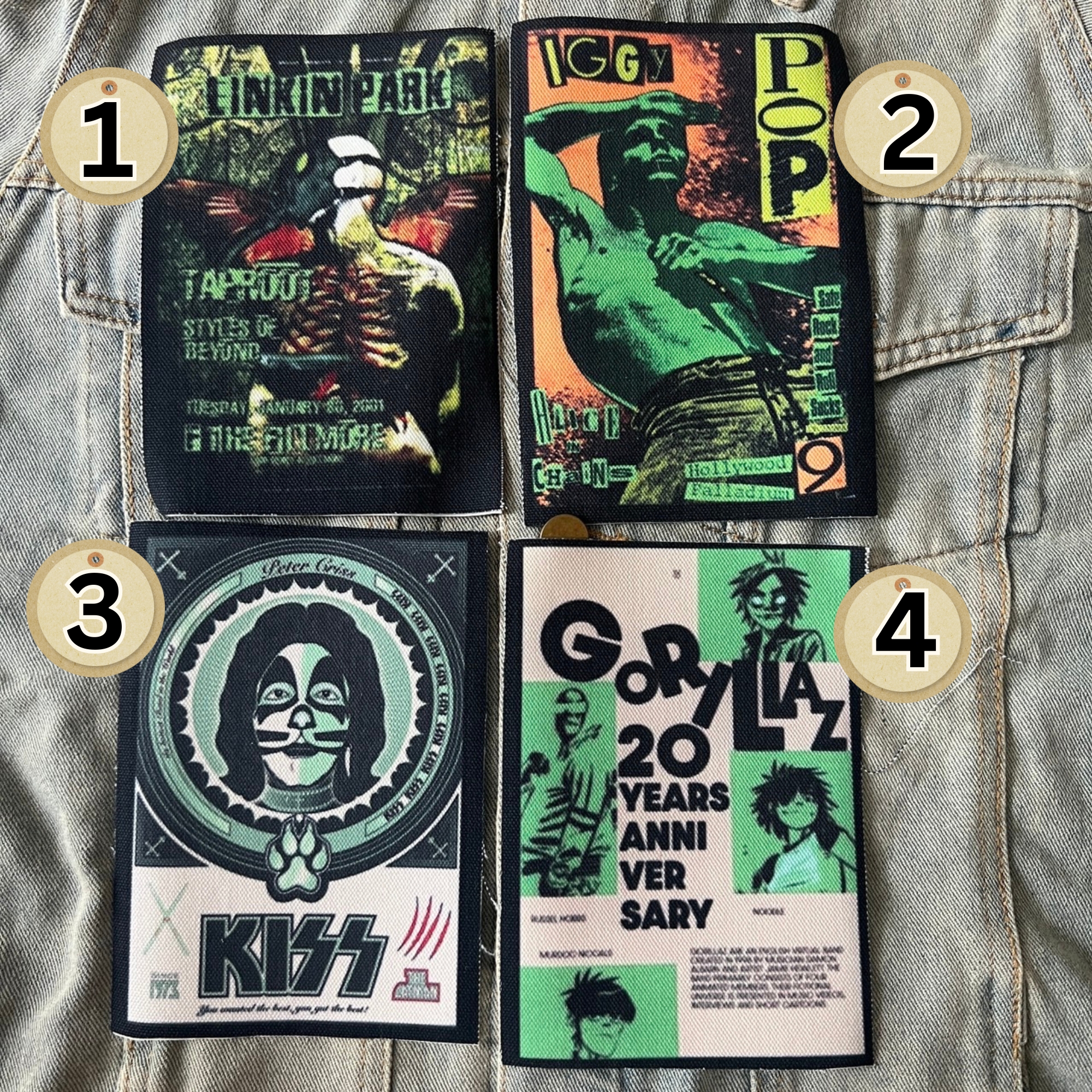 ตัวรีดติดเสื้อ วงดนตรี ร็อค วินเทจ พังค์ ผ้าแคนวาสพิมพ์ลาย ตกแต่งเสื้อผ้า Canvas Iron on Patch