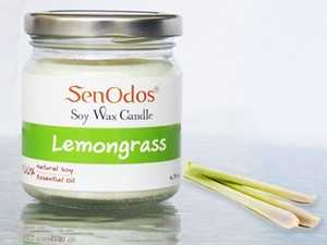 SenOdos เทียนหอม อโรม่า เทียนหอมสปา Lemongrass Scented Soy Candle Aroma 190 g. -กลิ่นตะใคร้แท้