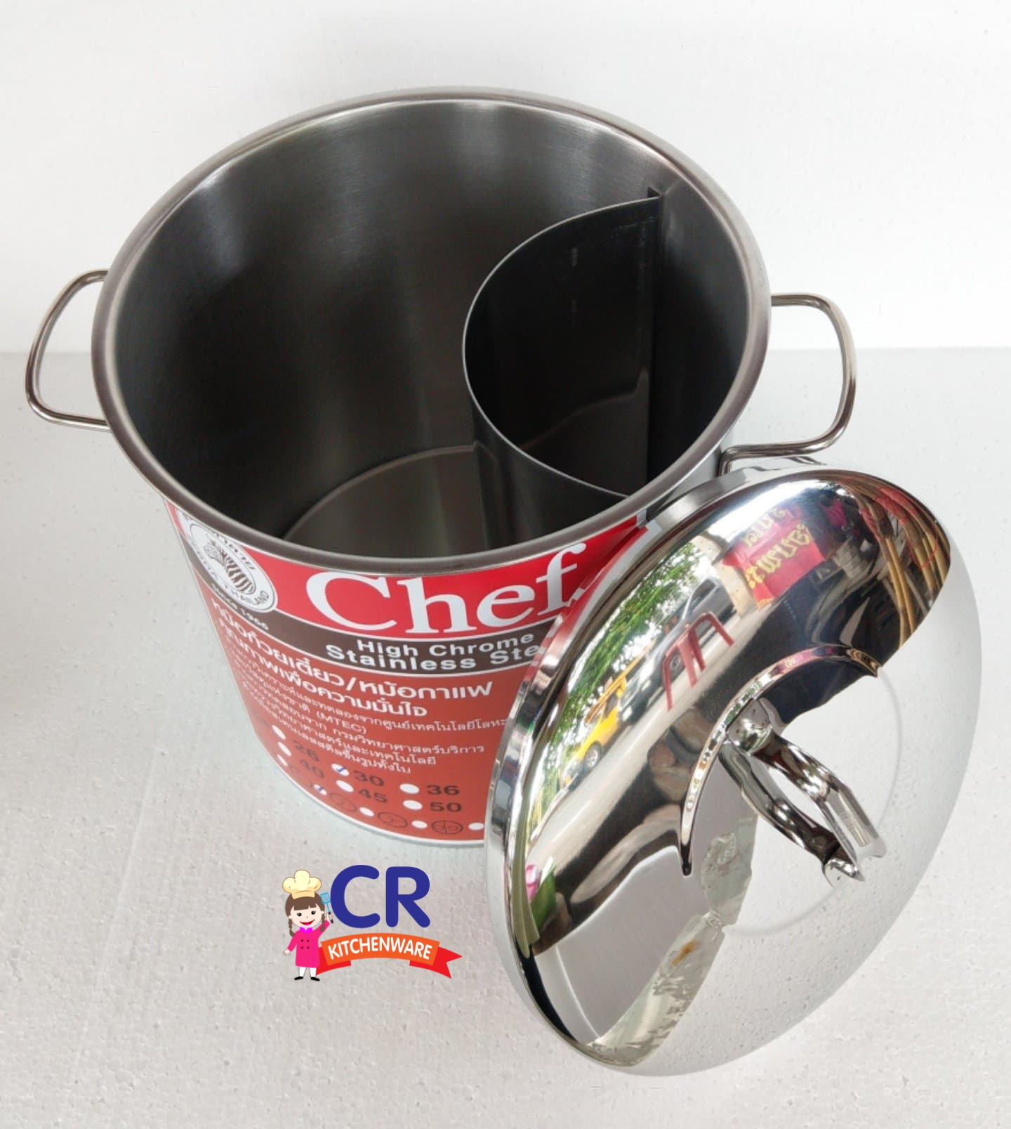 Zebra หม้อก๋วยเตี๋ยว 30 ซม. 2 ช่อง(โค้ง) ตราหัวม้าลาย Zebra