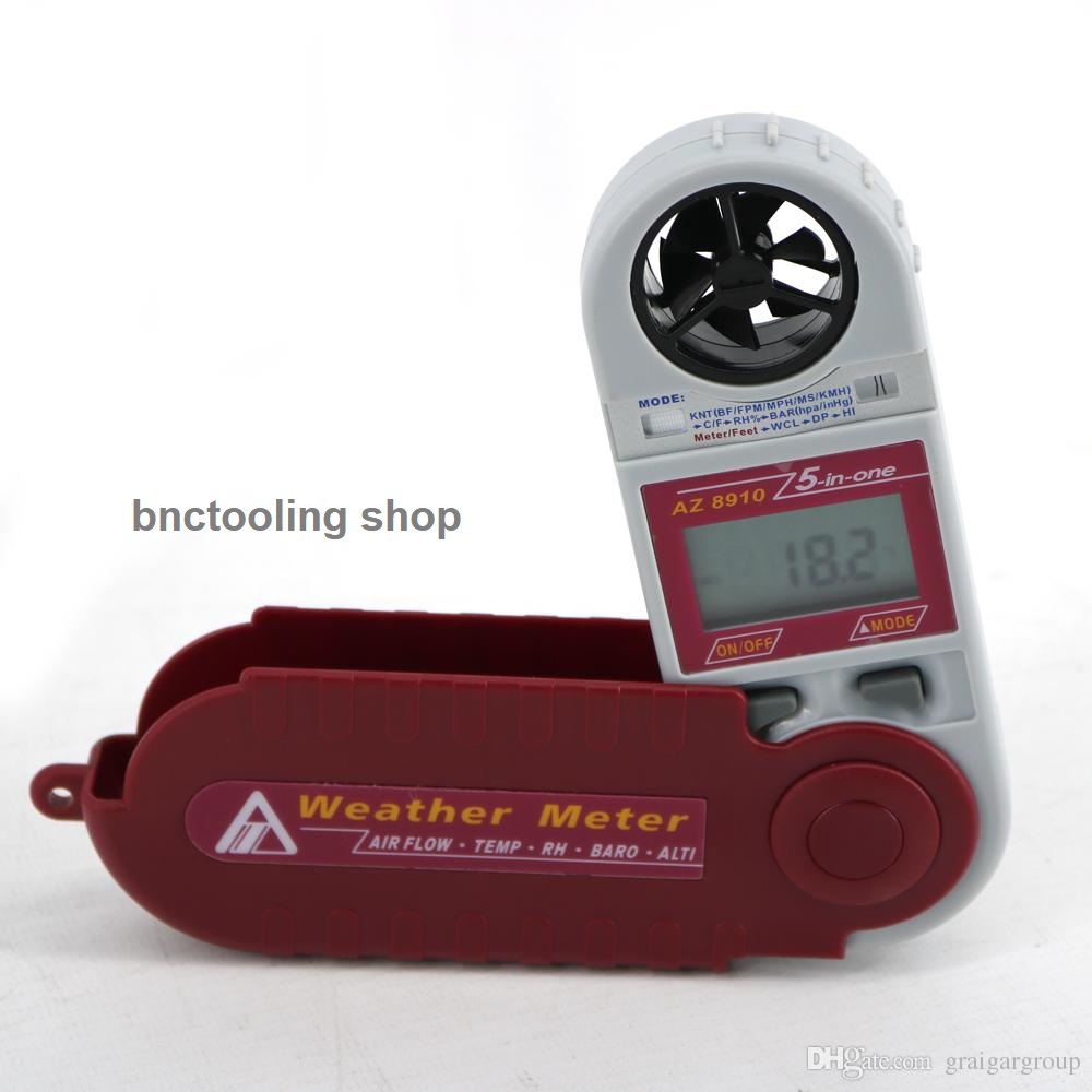 เครื่องวัดความเร็วลม Anemometer weather instrument / temperature and humidity meter / atmospheric pressure tester / detector altitude AZ8910