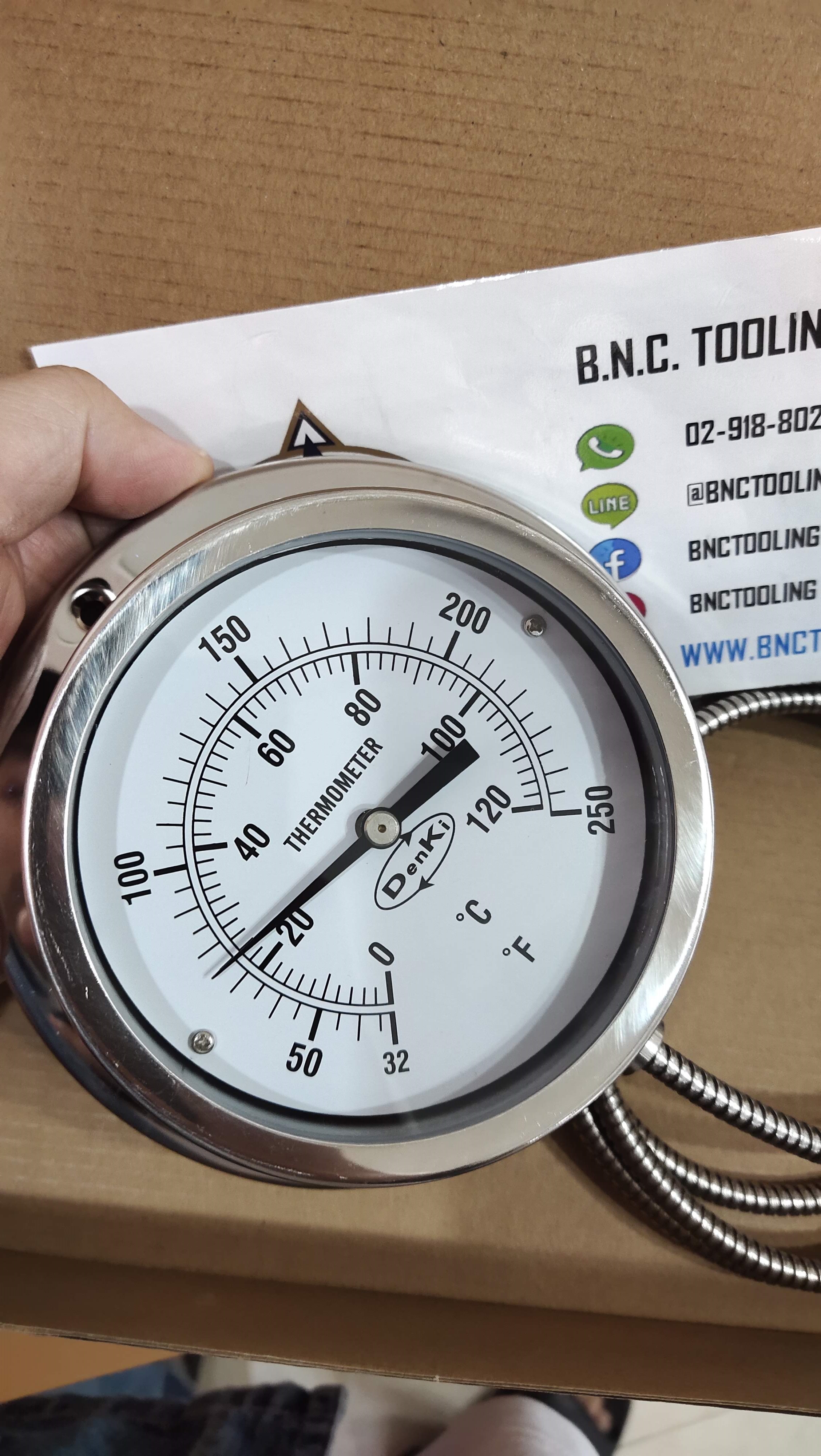 เกจวัดอุณหภูมิแบบท่อคะปิลลารี , ThermometerGauge, Denki DKW 4"1.5M Temp 0-120 C/ 250F x 1/2PT