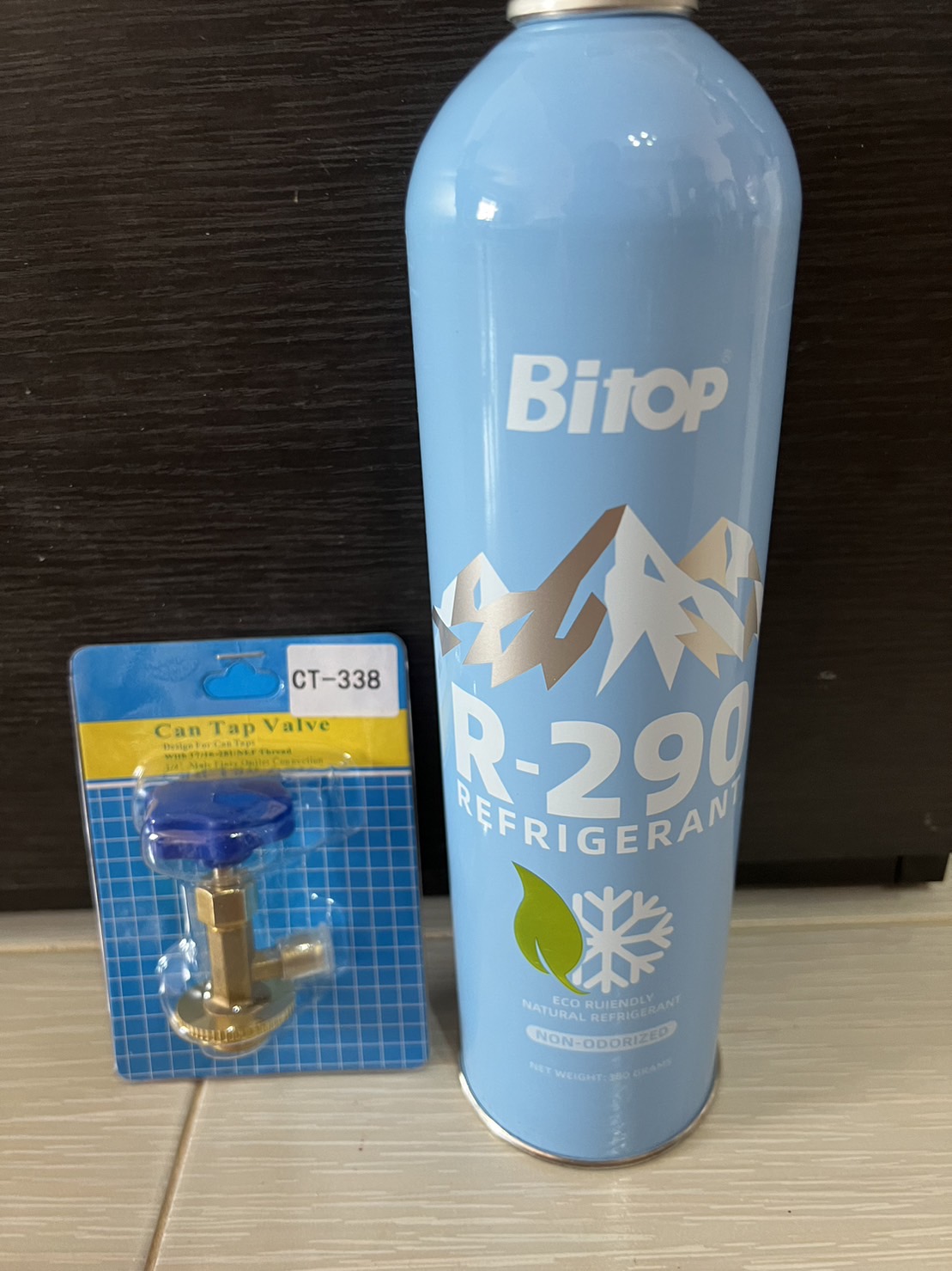 น้ำยาแอร์ R-290 แบบกระป๋อง บรรจุ 380 กรัม(ไม่รวมวาล์วเปิด-ปิด)