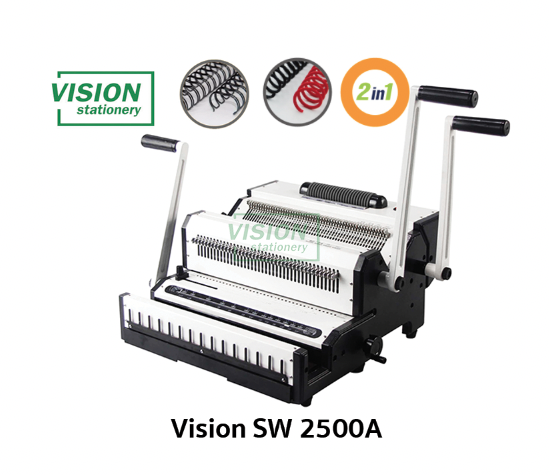 เครื่องเข้าเล่ม 2 in 1 สันขดลวดและสันเกลียว Vision CW2500A (ราคารวมภาษี) บริการหลังการขาย