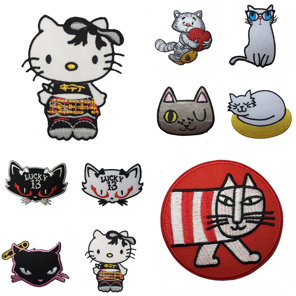 แมว ตัวรีดติดเสื้อ อาร์มรีด อาร์มปัก ตกแต่งเสื้อผ้า หมวก กระเป๋า แจ๊คเก็ตยีนส์ Cute Creature Embroidered Iron on Patch