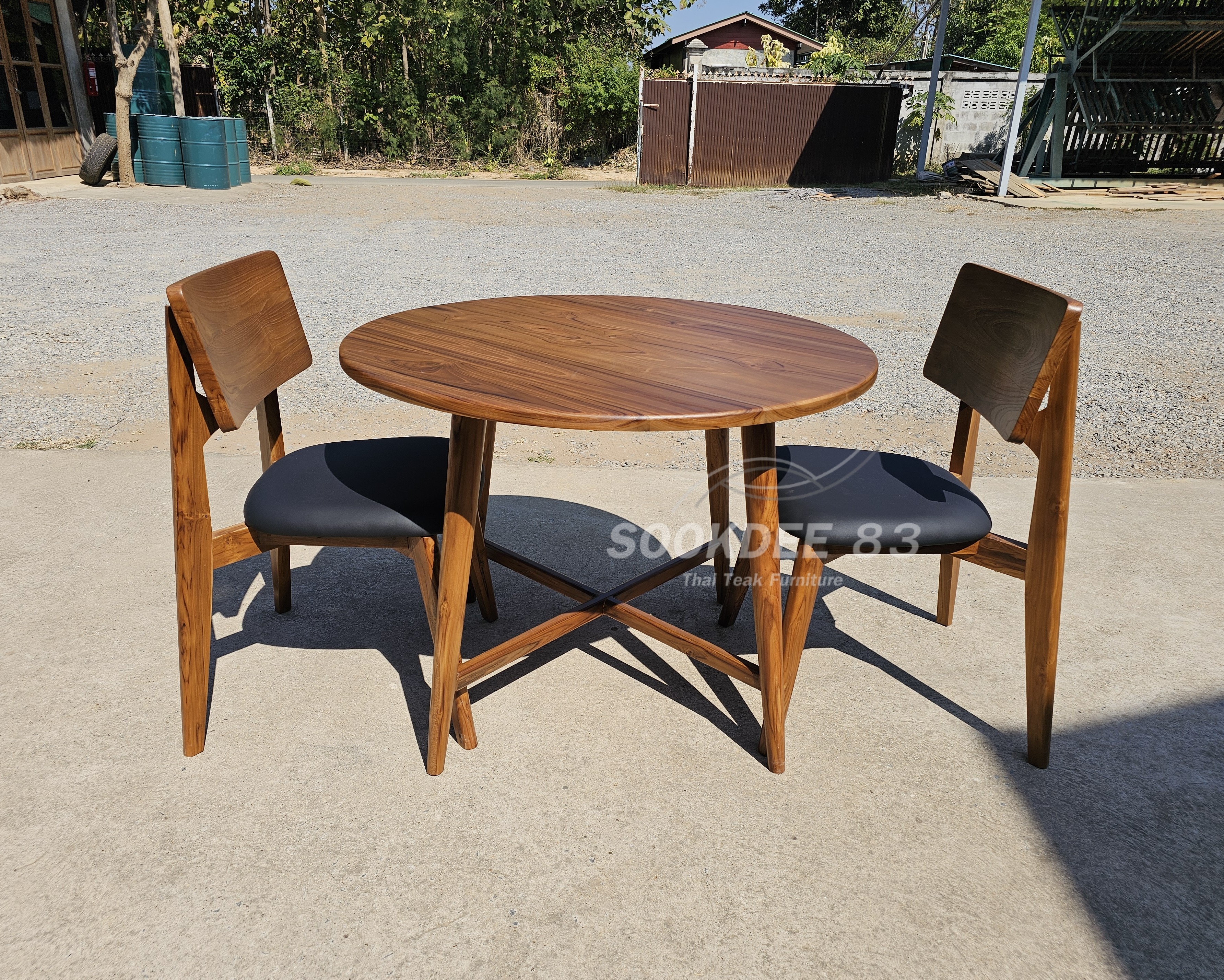 ชุดโต๊ะกลมอะเมซอนมีที่วางเท้า 1 ม. เก้าอี้โรบอทมีเบาะ