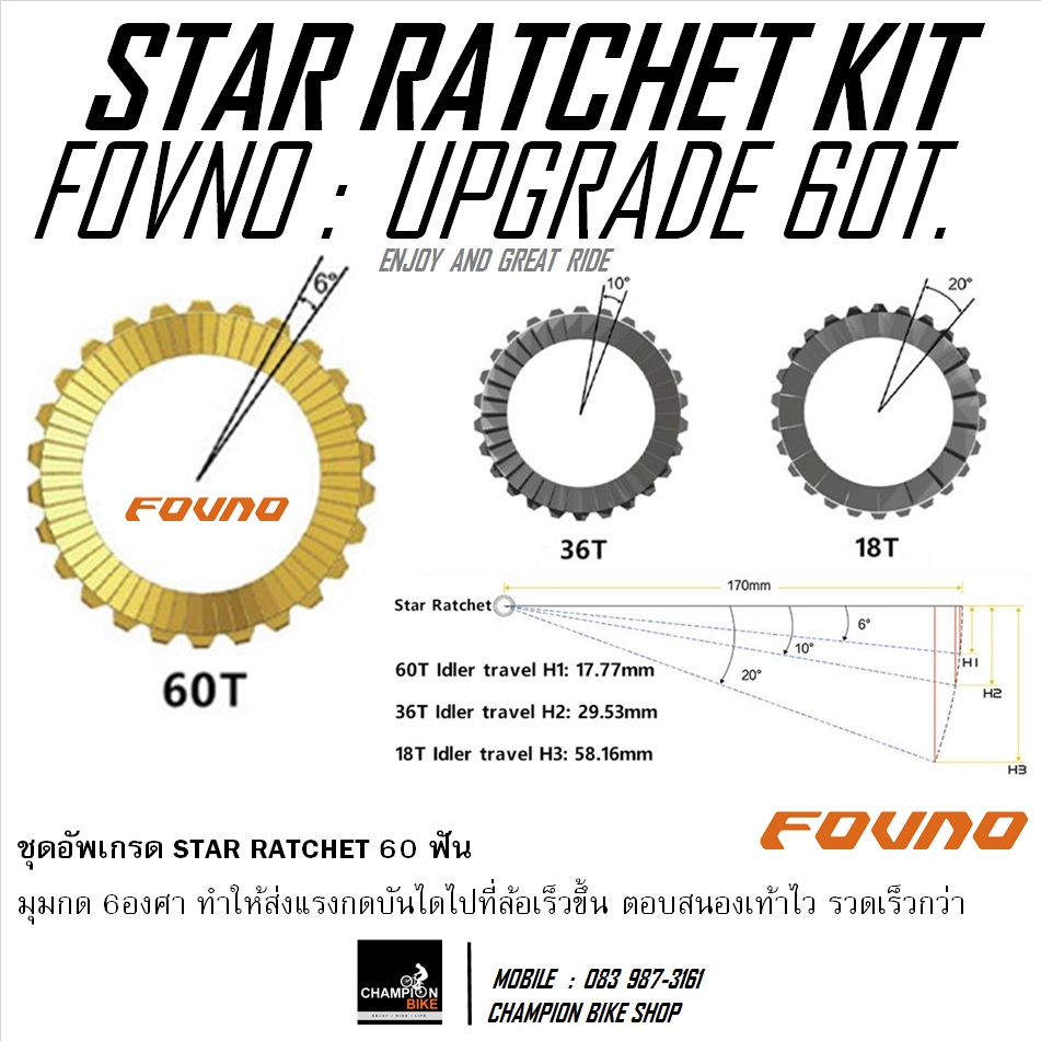 ชุดอัพคลิ๊ก60ฟัน สำหรับล้อ DT-SWISS / BONTRAGER FORNO : 60T STAR RATCHET UP-GRADE KIT FOR DT-SWISS / BONTRAGER