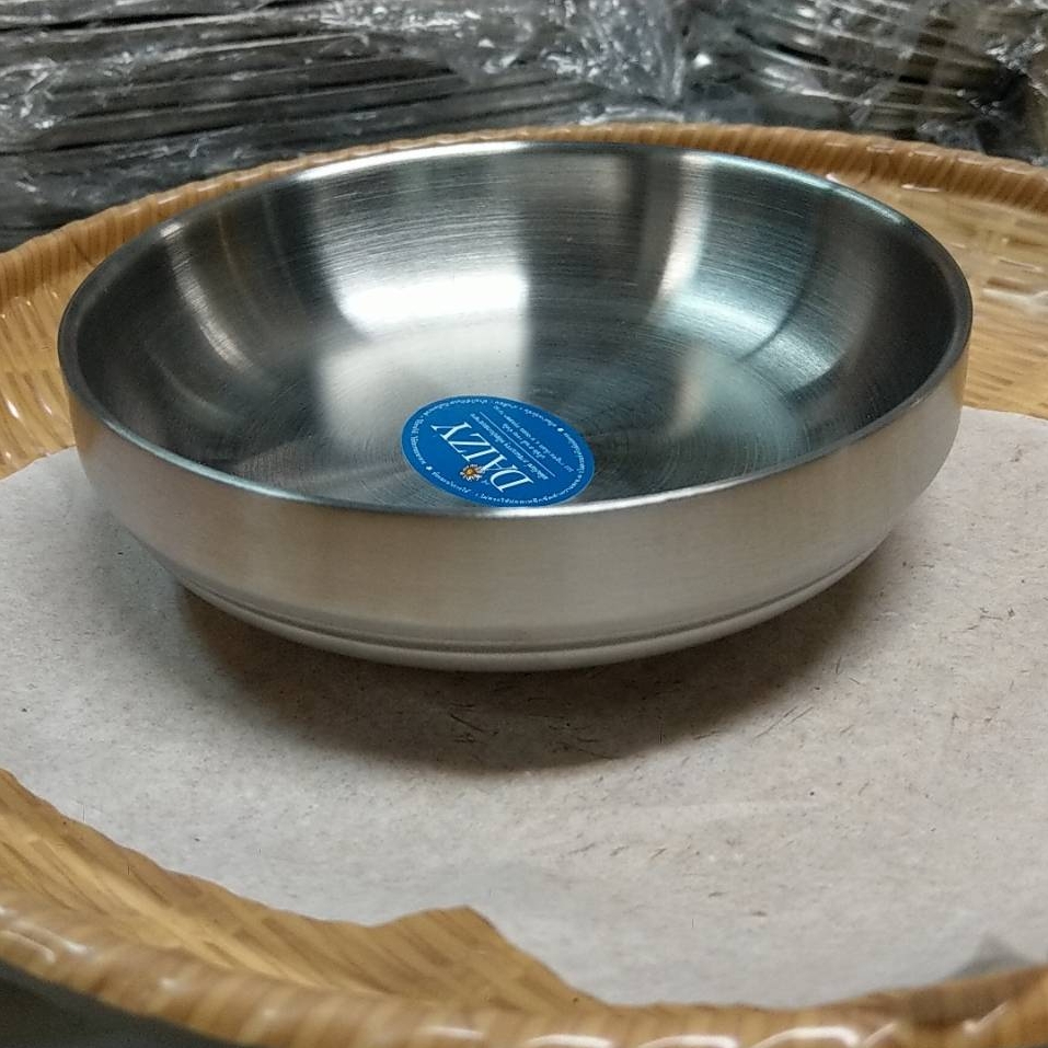 ชามเกาหลีทรงตื้น สแตนเลส (ราคาต่อชิ้น)