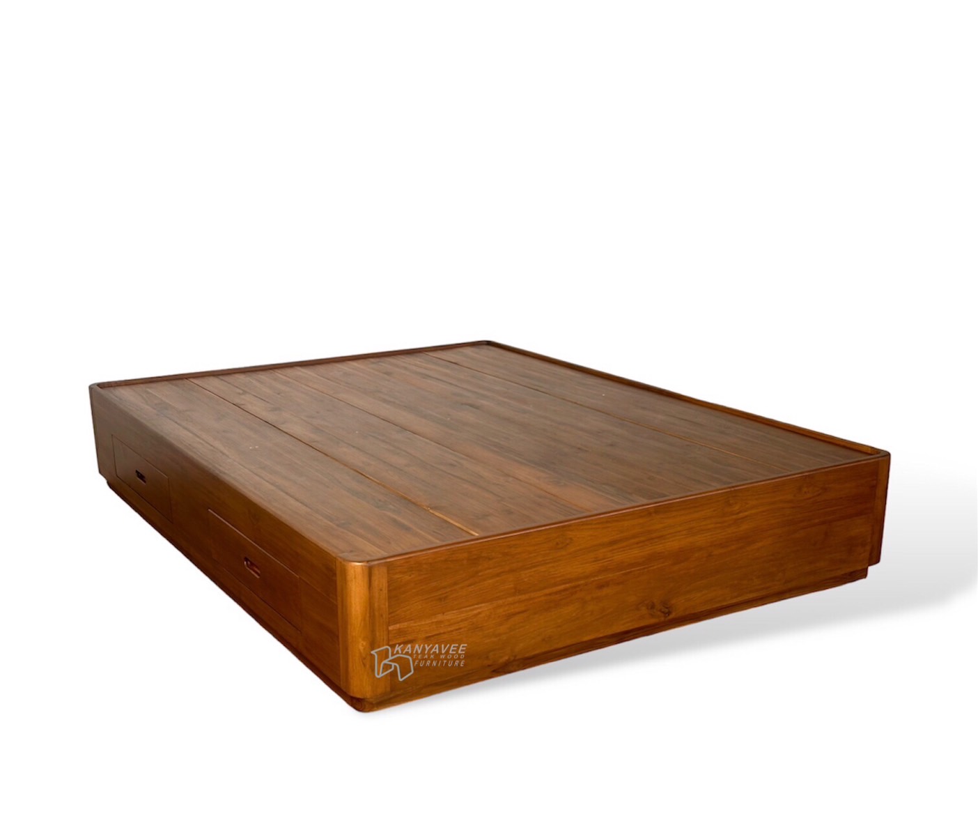 เตียงไม้สักไม่มีหัวเตียง ขอบมน 5 ฟุต