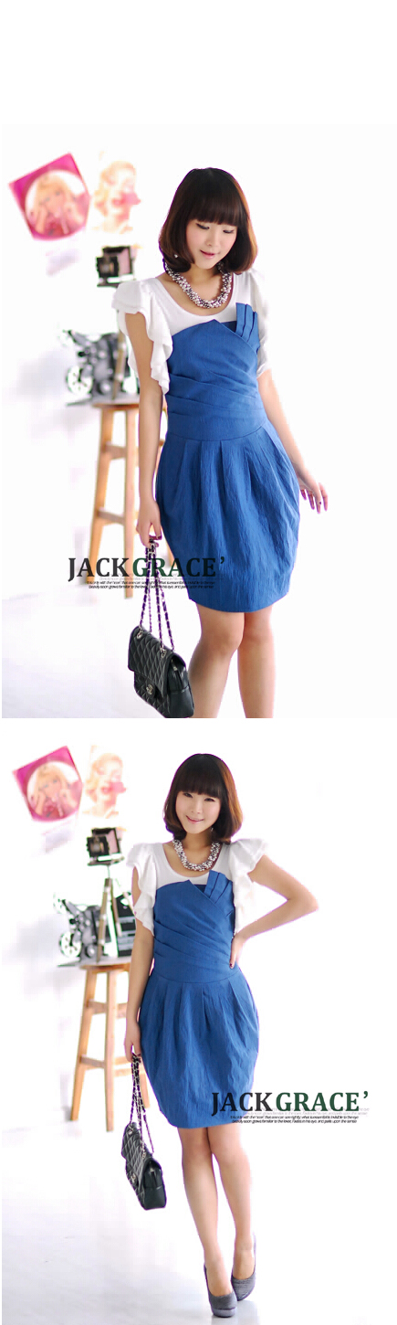 ชุดเดรสยีนส์เกาะอก ส่งฟรี ems